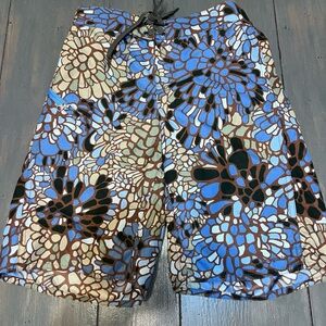 Patagonia Kids Swim Trunks - Blue and Brown Floral